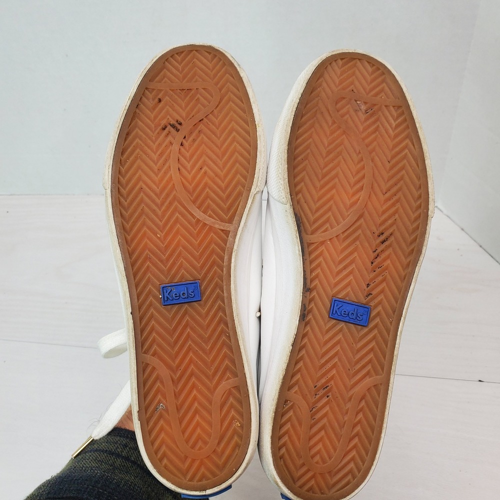 Keds Womens White‎ Leather Low Top Lace Up Sneakers Shoes Size 7 Gold Accents - Picture 8 of 15